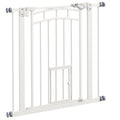 Pressure-Fit Auto-Close Dog Gate with Cat Door – White, 74–80cm