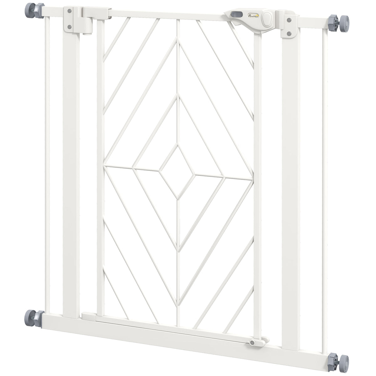 Pressure-Fit Auto-Close Dog Gate – White, 74–80cm