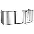 Five-Panel Metal Pet Playpen with Walk-Through Door – Black