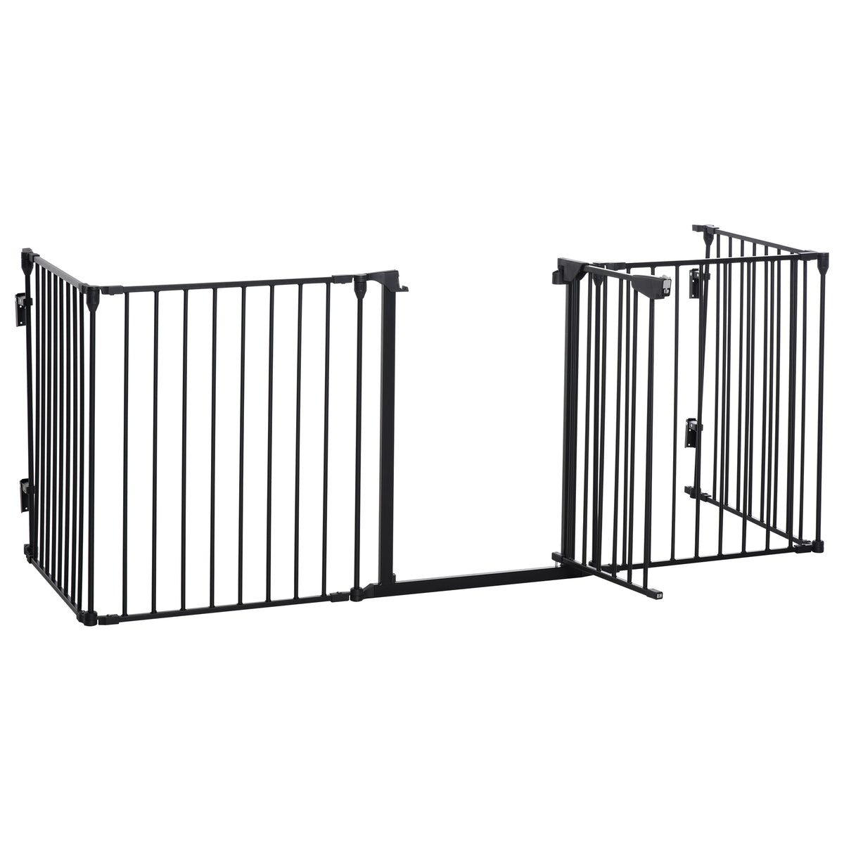Five-Panel Metal Pet Playpen with Walk-Through Door – Black