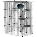 Four-Tier Cat Cage with Hammock, Ramps & Five Doors – Black