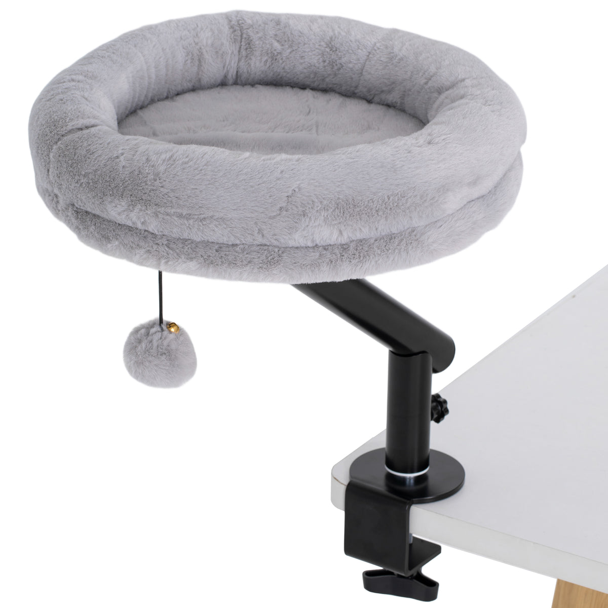 Adjustable Rotating Cat Desk Bed & Hammock – Grey