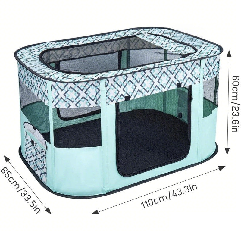 Foldable Fabric Pet Playpen – Green – Variant: A