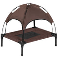 Raised Mesh Dog Bed with Canopy – Brown, 61 × 46 × 62cm