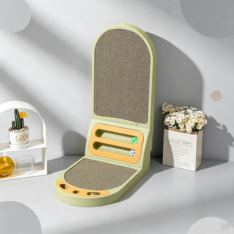 L-Shaped Cardboard Cat Scratcher & Lounge Board with Ball Toys – Variant: A