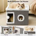 Foldable Two-Level Cat Cube House with Scratching Board & Ball – Variant: UKG074501
