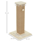 Vertical Jute Cat Scratching Post with Hanging Ball – Beige, 81cm