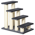 Four-Step Pet Stairs with Scratching Post for Dogs & Cats – Grey