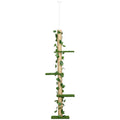 Floor-to-Ceiling Cat Tree with Decorative Foliage & Perches – Green, 242cm