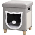 Cat Bed Cube with Scratching Pad & Washable Cushion – Grey