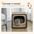 TV-Shaped Cat Scratcher House with Catnip – Brown