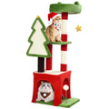PawHut Festive Cat Tree with House & Scratching Posts – Green, 103cm – Style: A