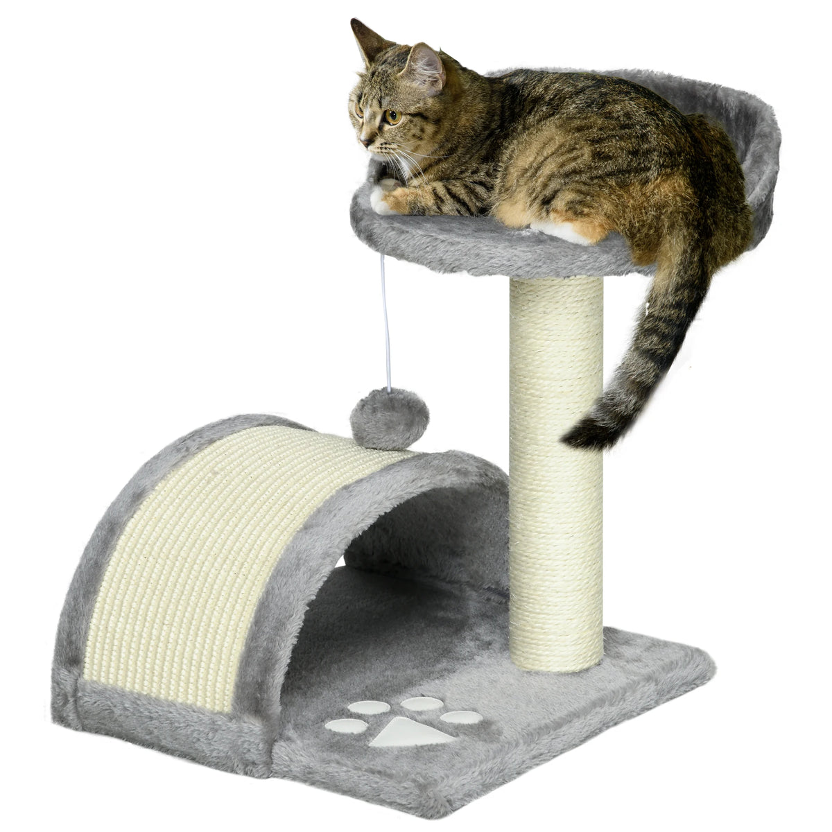 PawHut Compact Cat Tree with Scratching Board & Perch – 46cm – Colour: Grey