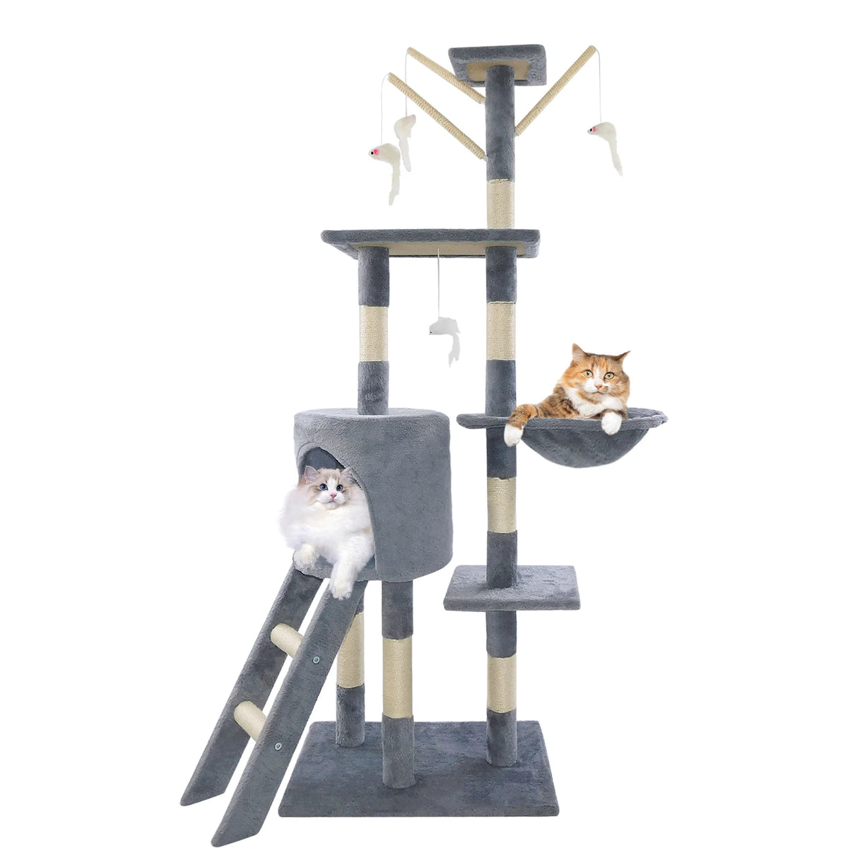 Multi-Level Cat Tree with House, Hammock & Scratching Posts – 140cm – Model: 140CM Cat Tree Tower