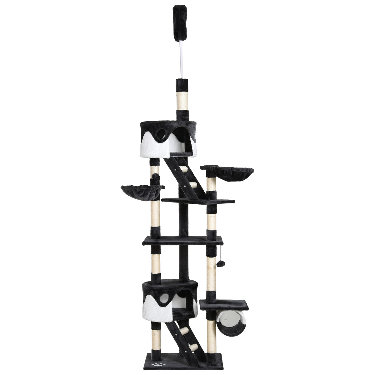 Adjustable Floor-to-Ceiling Cat Tree – White, 240–260cm