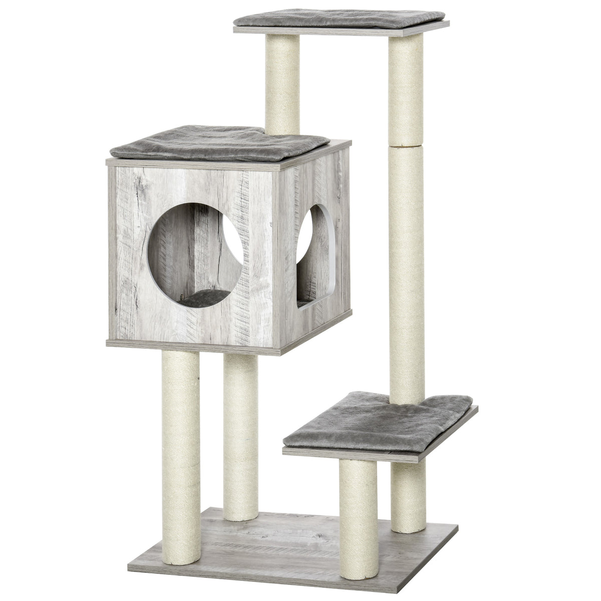 Cat Tree with Condo & Jute Scratching Post – 113cm