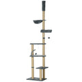 Floor-to-Ceiling Cat Tree – Grey, Adjustable 230–250cm