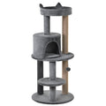 Cat Tree with Condo, Scratching Posts & Hanging Ball – Grey, 104cm