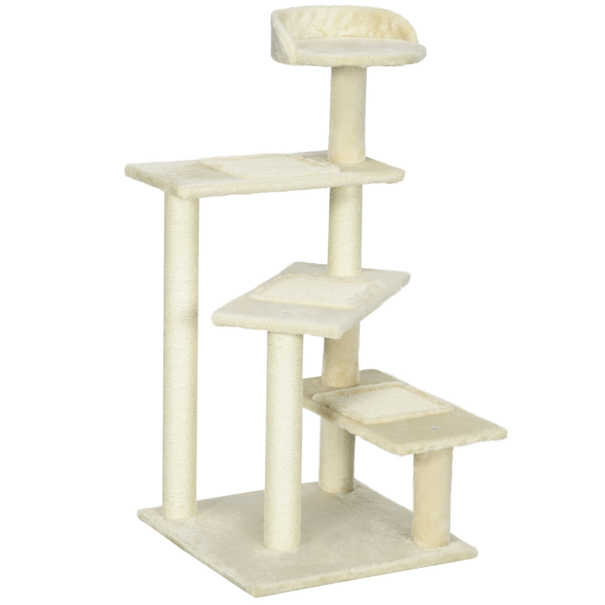 Cat Tree with Scratching Posts – Beige, 100cm