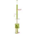 Floor-to-Ceiling Cat Tree with Hammock & Condo – Green, 220–240cm