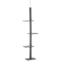 Floor-to-Ceiling Cat Tree with Three Platforms – Grey, 260cm