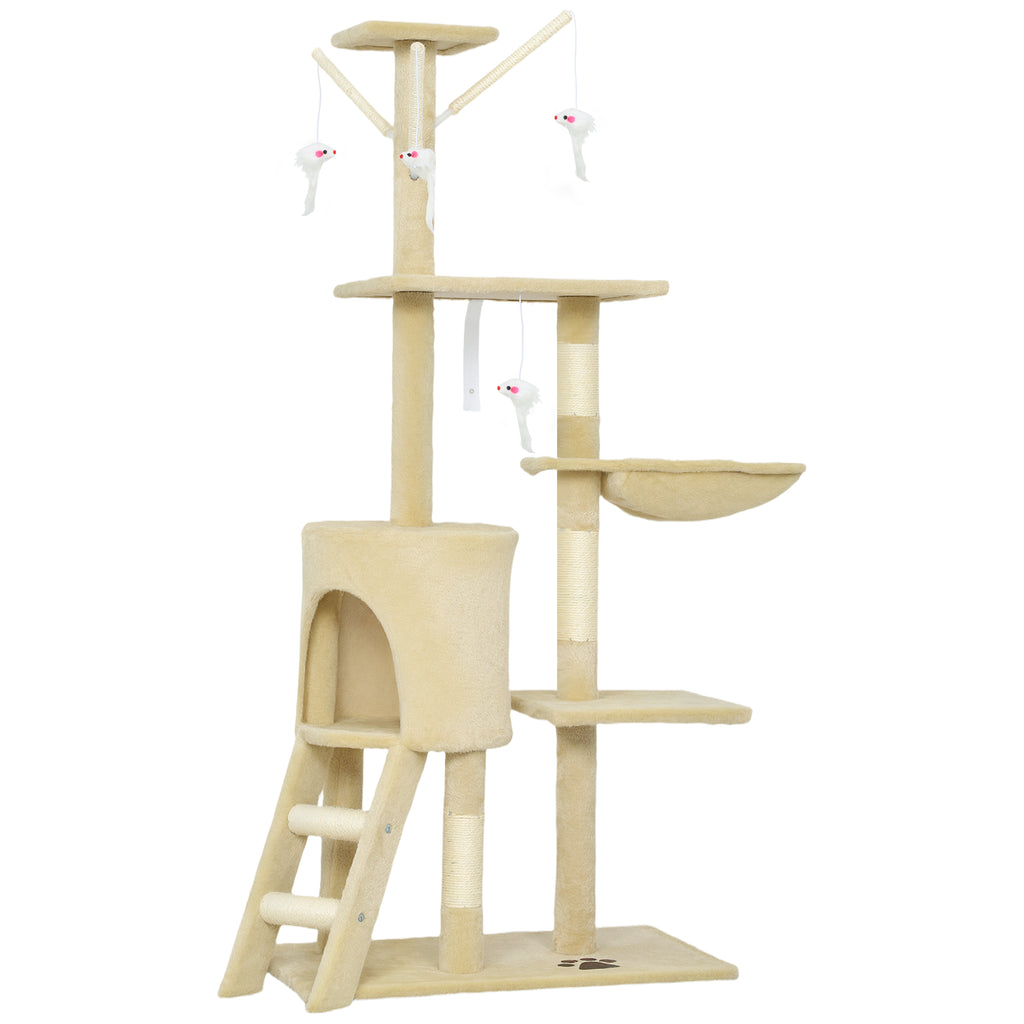 Multi-Level Cat Tree with Condo & Sisal Scratching Posts – Beige, 134cm