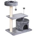 Cat Tree with Scratching Post, Condo & Platforms – Grey, 60 × 40 × 81cm