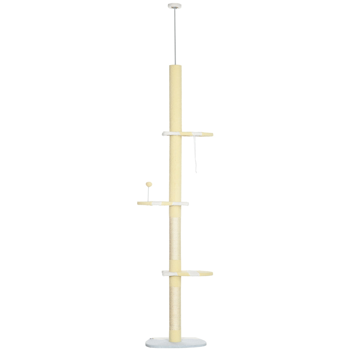 Adjustable Floor-to-Ceiling Cat Tree with Anti-Tip Kit & Toy Ball – 260cm