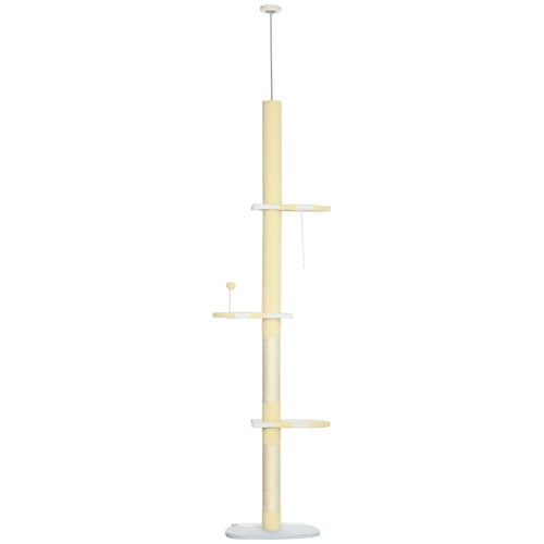 Adjustable Floor-to-Ceiling Cat Tree with Anti-Tip Kit & Toy Ball – 260cm