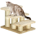 Three-Step Pet Ladder with Scratch Posts – Beige
