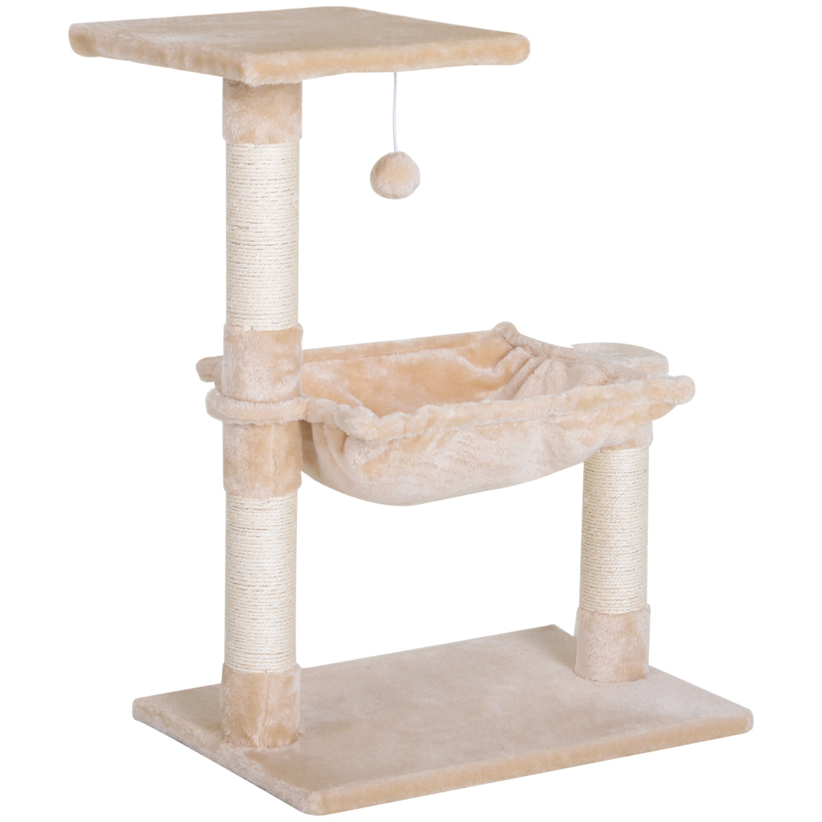 Cat Tree with Sisal Scratching Posts, Bed & Hammock – Beige