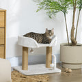 Indoor Cat Tree with Toy Balls & Jute Post – White, 42cm