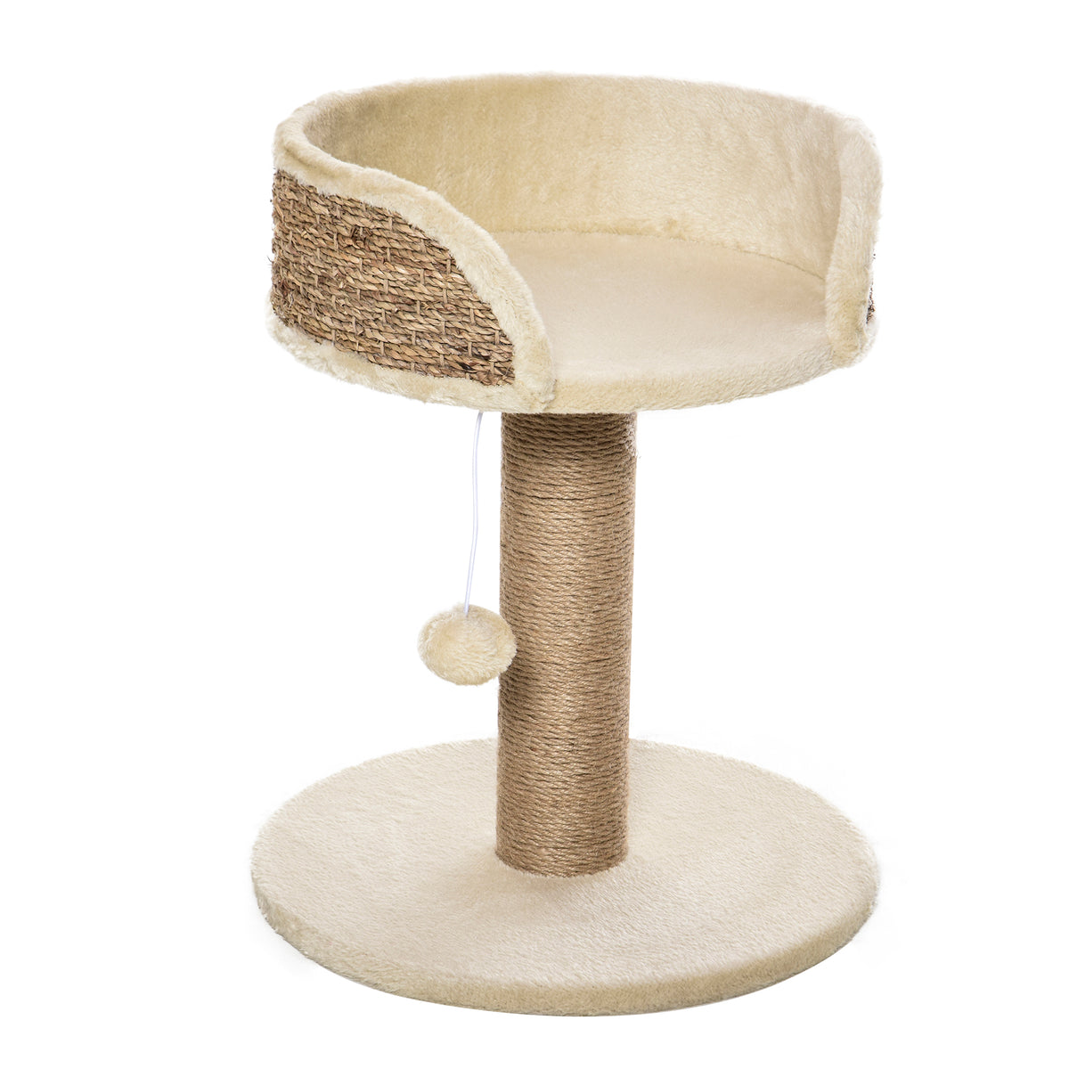 Cat Tree with Scratching Post & Dangling Ball – Beige
