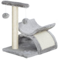 Kitten Cat Tree with Rotating Top Bar, Sisal Post, Tunnel & Balls – Grey