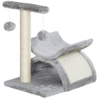 Kitten Cat Tree with Rotating Top Bar, Sisal Post, Tunnel & Balls – Grey