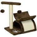 Kitten Cat Tree with Rotating Top Bar, Sisal Post, Tunnel & Balls – Brown