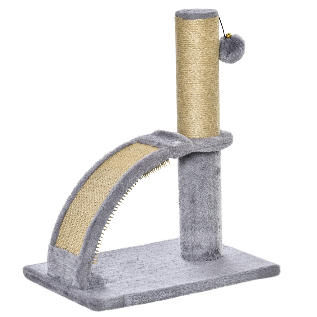 Cat Activity Tree with Jute Scratching Post, Massage Board & Hanging Ball – Grey, 34 × 24 × 43cm