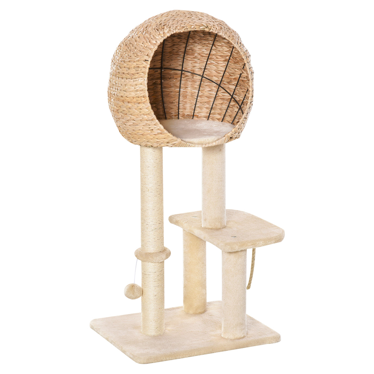 Cat Tree with Condo, Perch, Sisal Post & Toys – 100cm