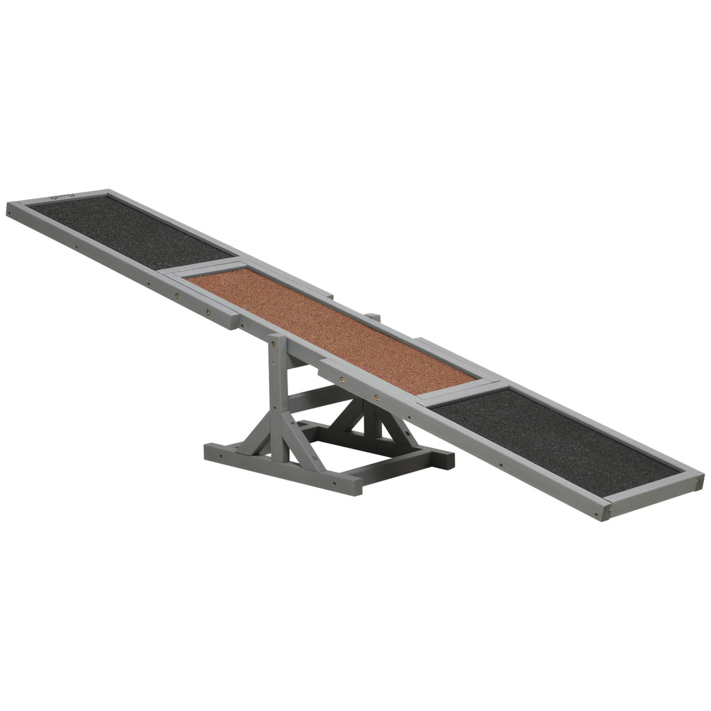 Wooden Dog Agility Seesaw with Non-Slip Surface – Grey