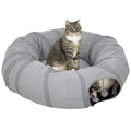 Two-in-One Cat Tunnel Bed with Ball & Peek Hole – Grey