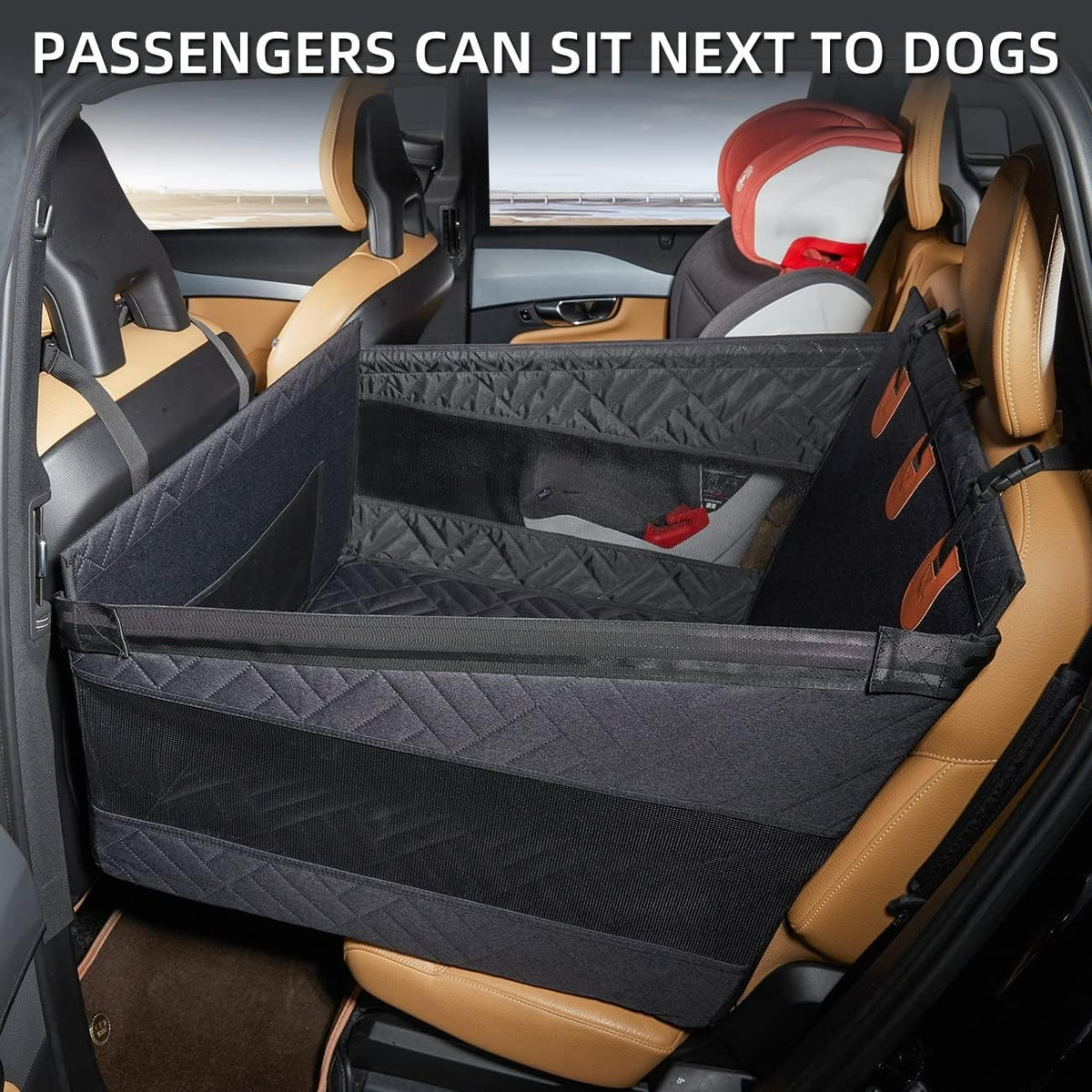 Hard-Base Pet Car Seat Extender with Support Bars – Model: 25BWINUKPet car mat