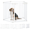 Five-Panel Metal Pet Playpen with Walk-Through Door – White