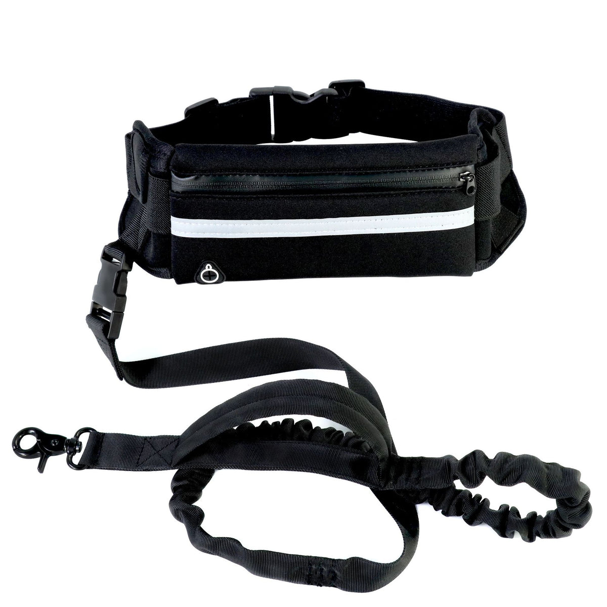 Hands-free dog walking belt and leash – Black