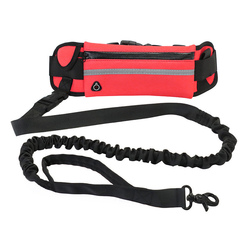 Hands-free dog walking belt and leash – Rose Red