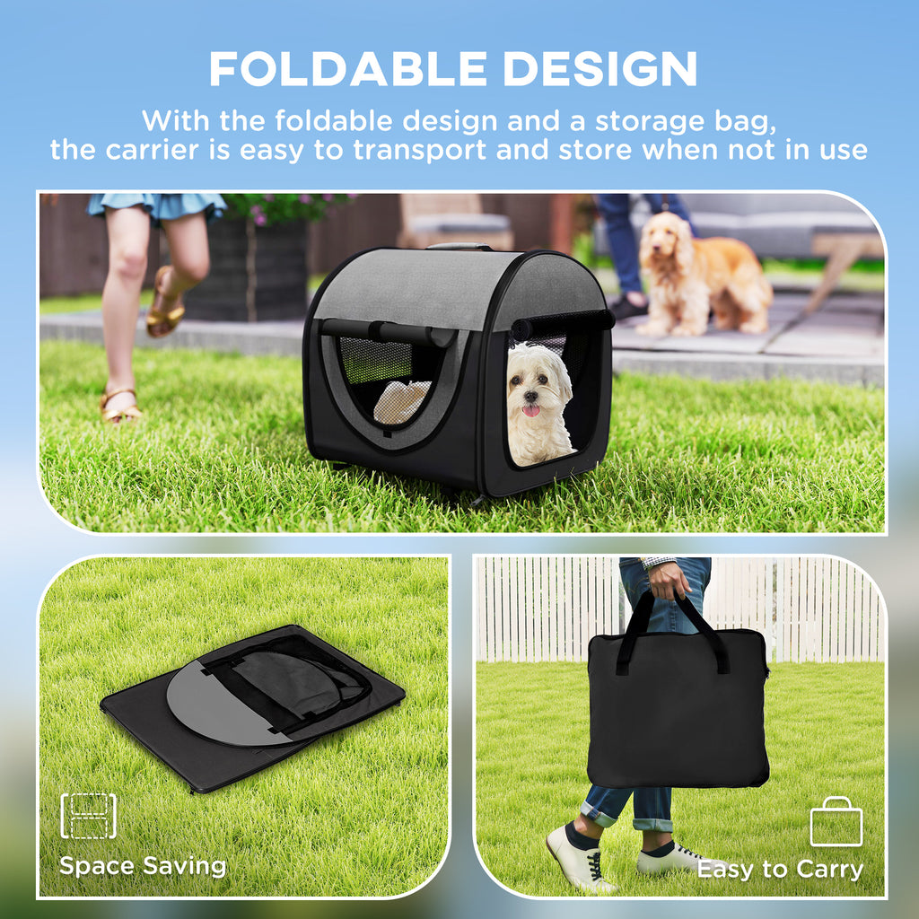 PawHut black folding soft pet crate, 46 cm