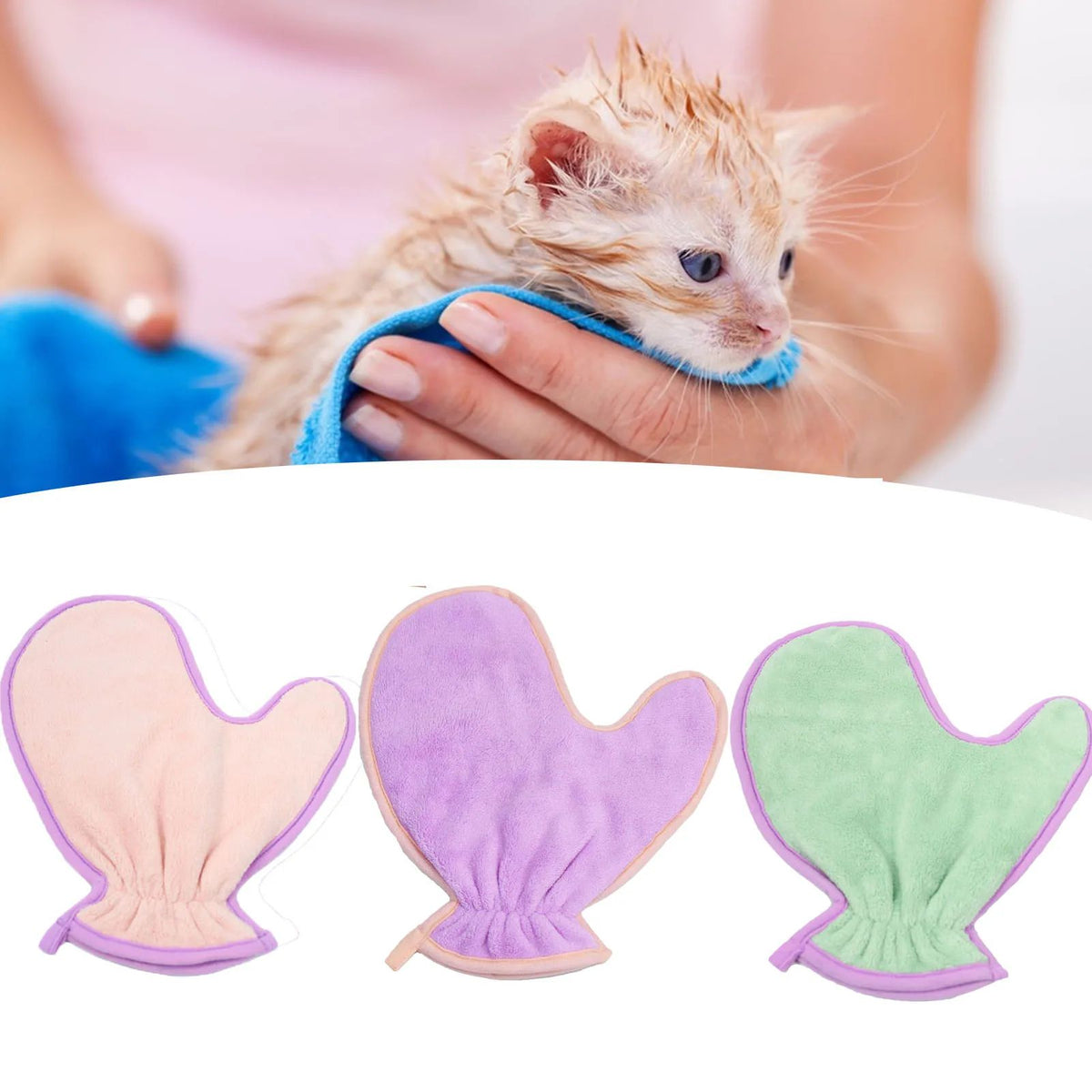 Soft pet bath drying glove