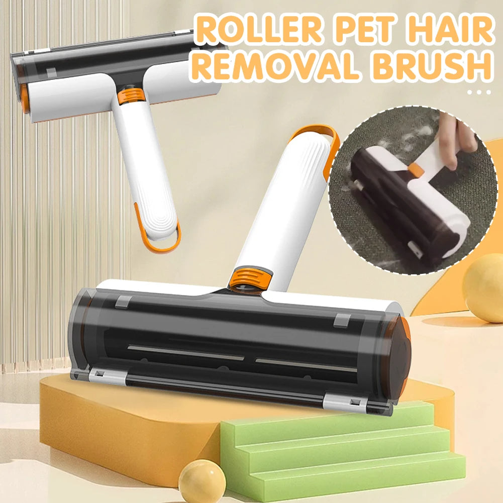Reusable Pet Hair Removal Roller in white and orange