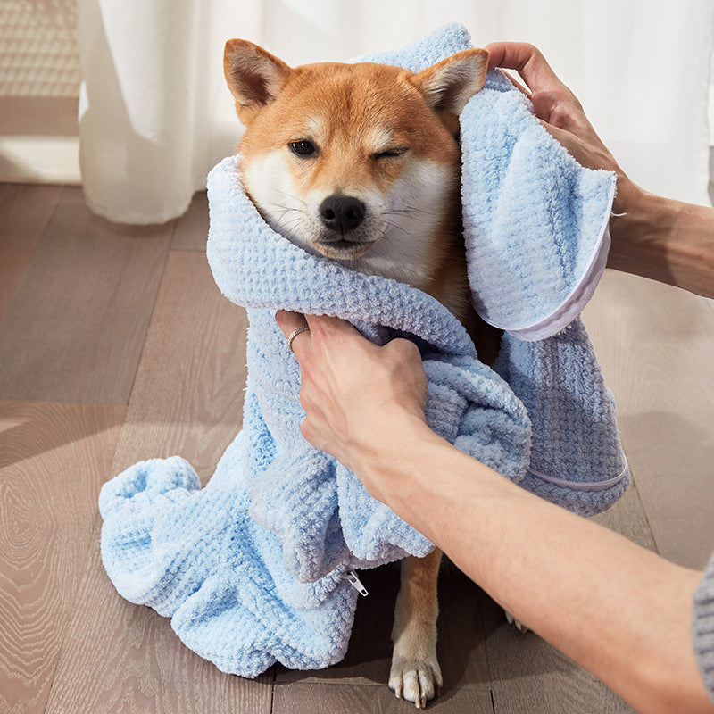 Cotton wearable pet drying towel