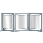 PawHut Three-Panel Folding Dog Gate – Grey – product view 1