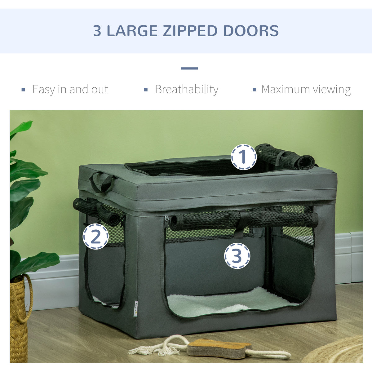 Grey pet carrier – image 1